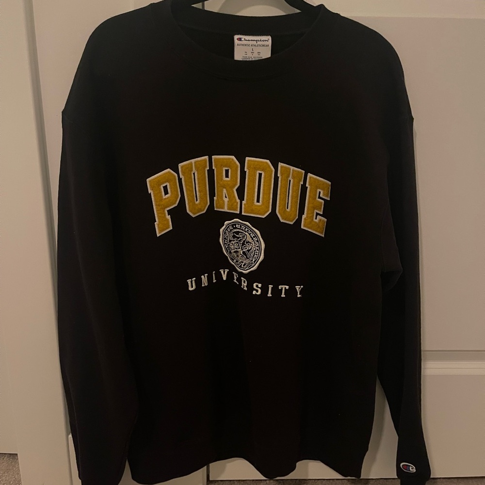 Champion Black Purdue University Crewneck Sweater